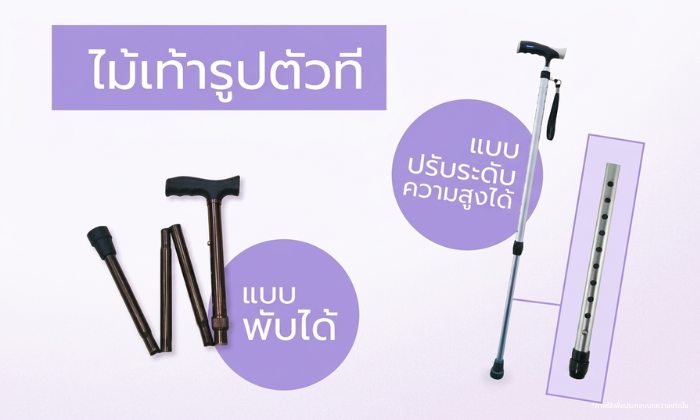 ไม้เท้ารูปตัวที แบบพับได้และปรับระดับความสูงได้ สำหรับผู้สูงอายุ