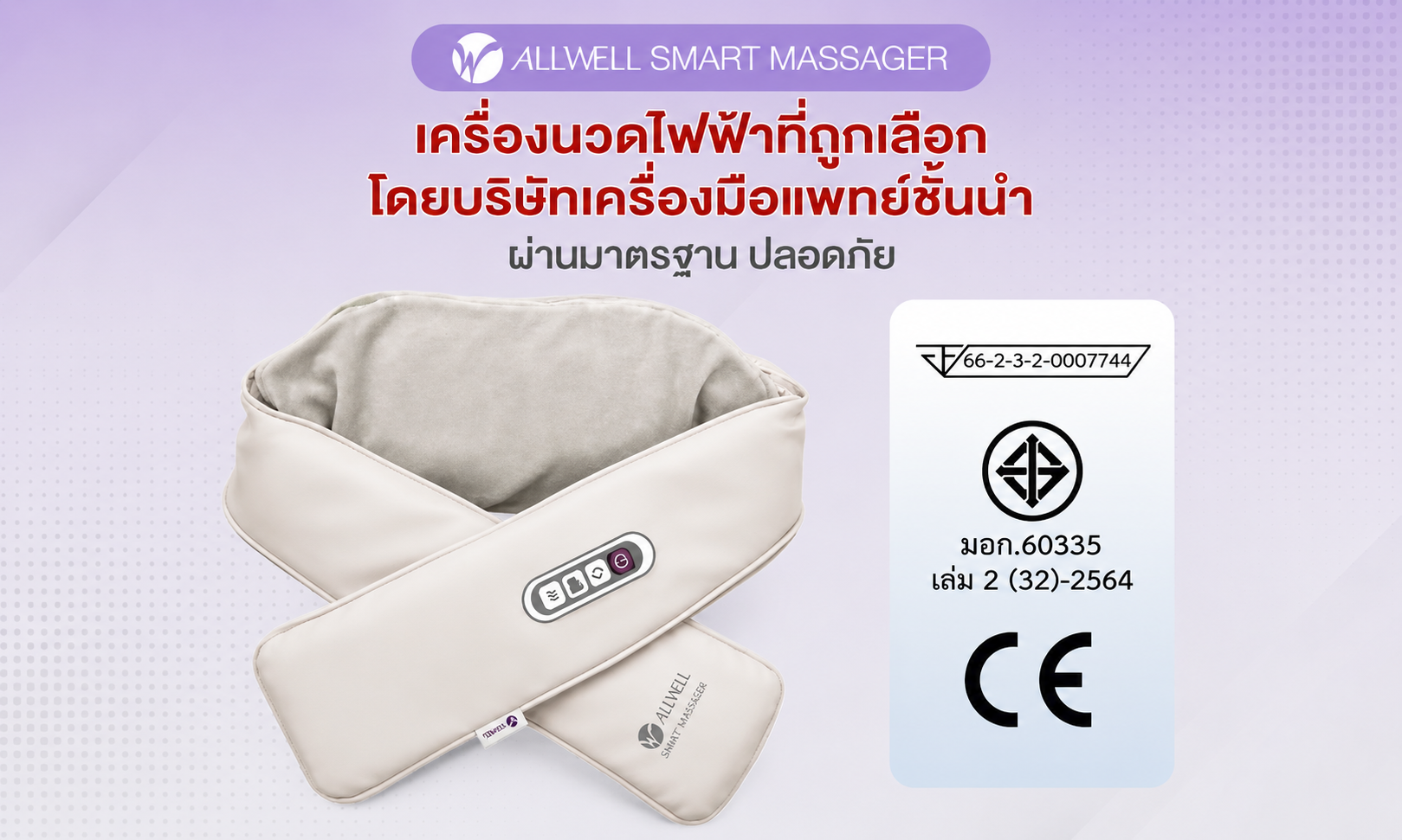 เครื่องนวดคอบ่าไหล่ไฟฟ้า ALLWELL พร้อมมาตรฐานความปลอดภัย