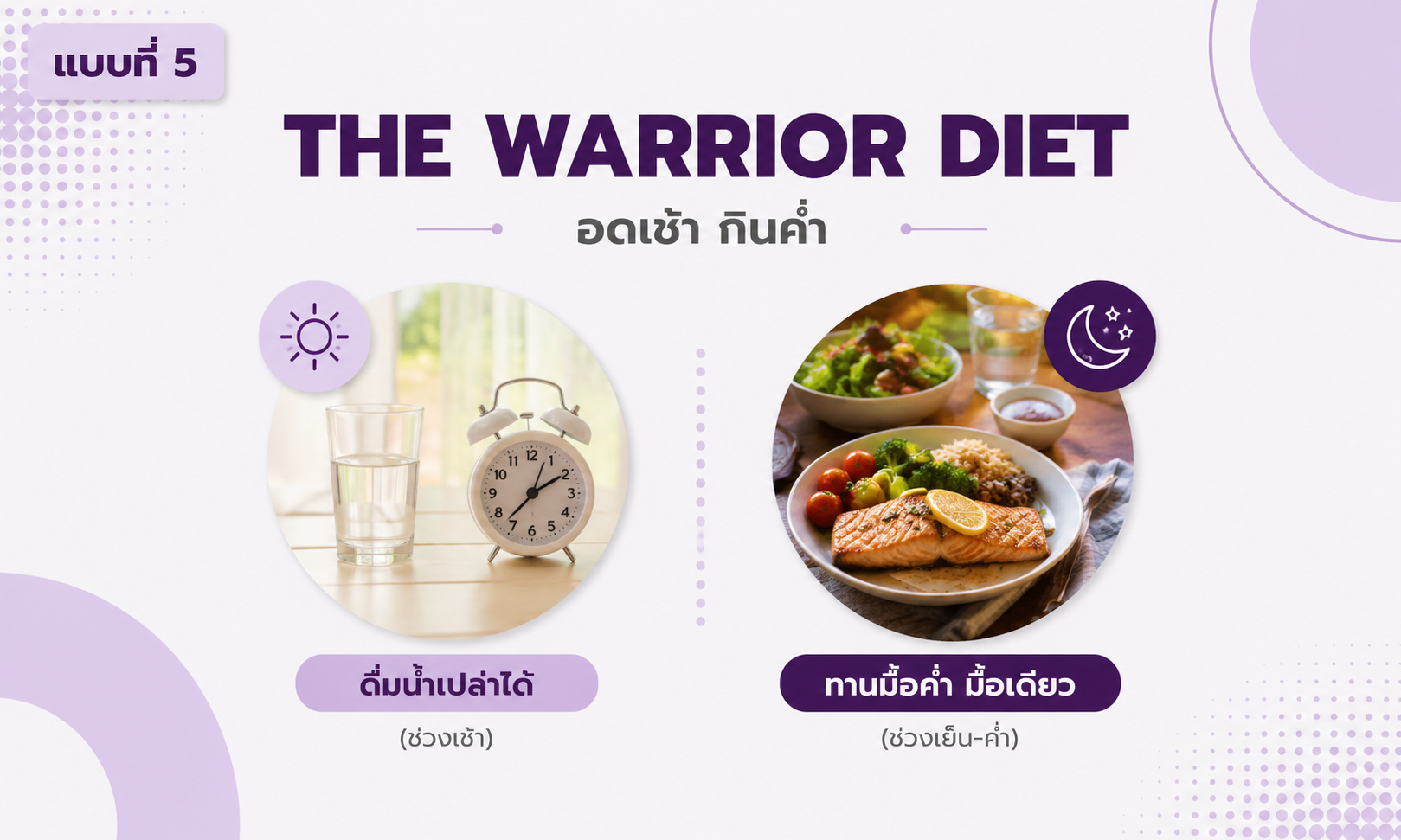 การลดน้ำหนักแบบ Warrior Diet อดอาหารช่วงกลางวันและกินมื้อหลักในช่วงค่ำ
